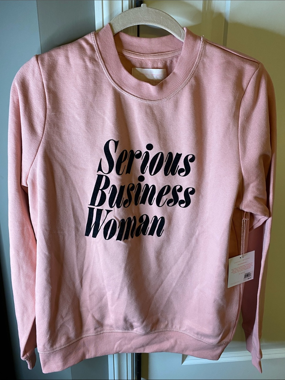 ban.do Serious Business Woman Pink Crewneck Sweatshirt